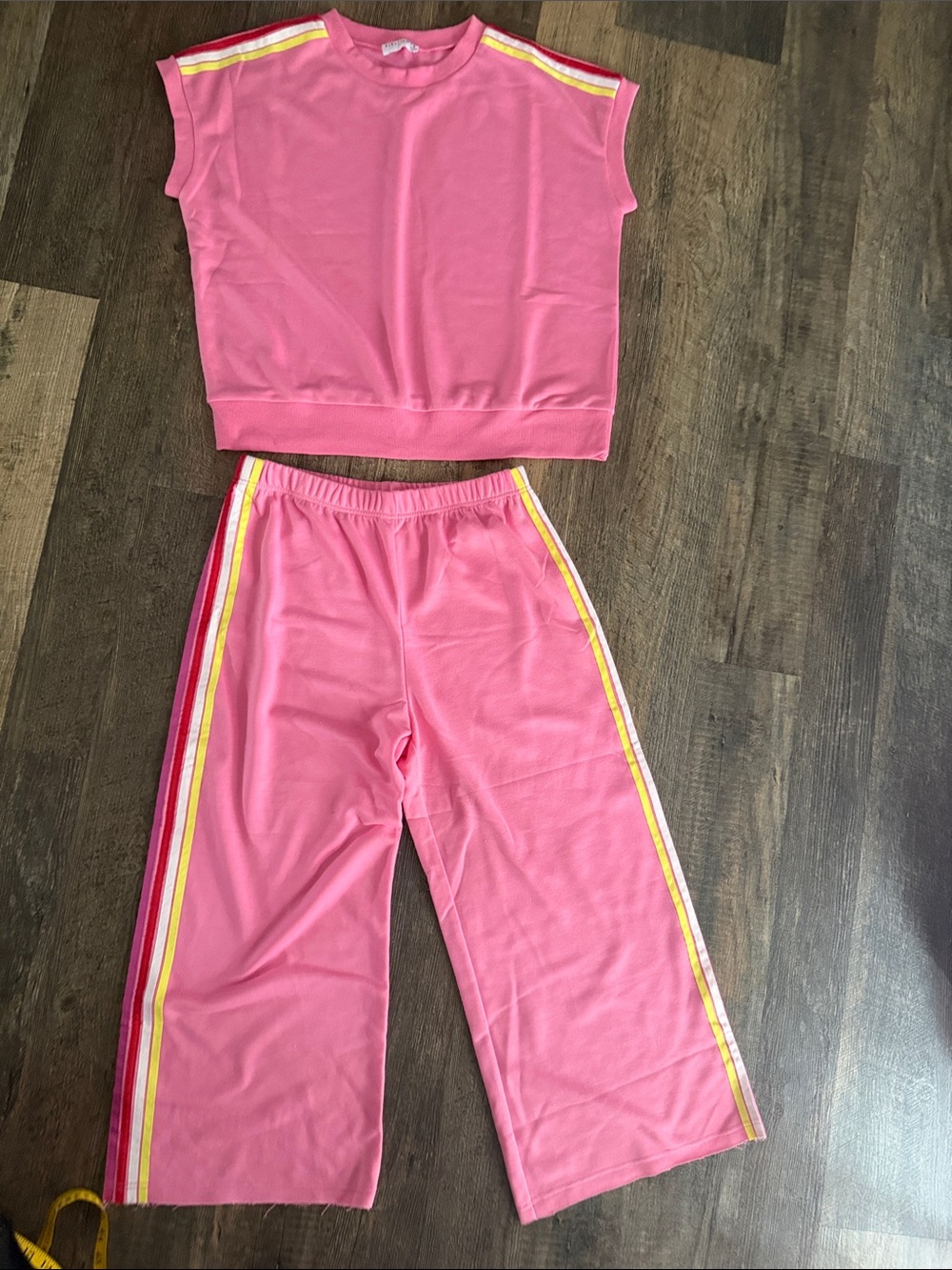 First Love Pink Two-Piece Set with Stripe Detail Sz L